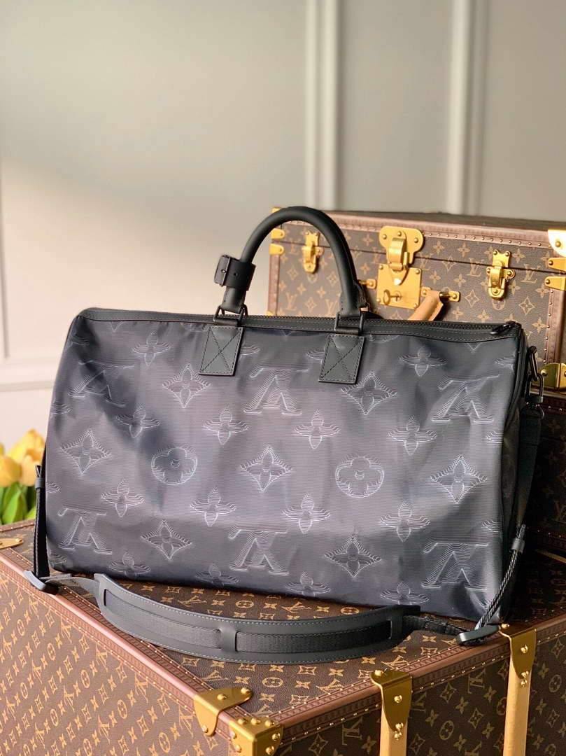 LV M45602 Louis Vuitton 2054 Reversible Keepall Bandouliere 50 Monogram Black And Green - Voguebags