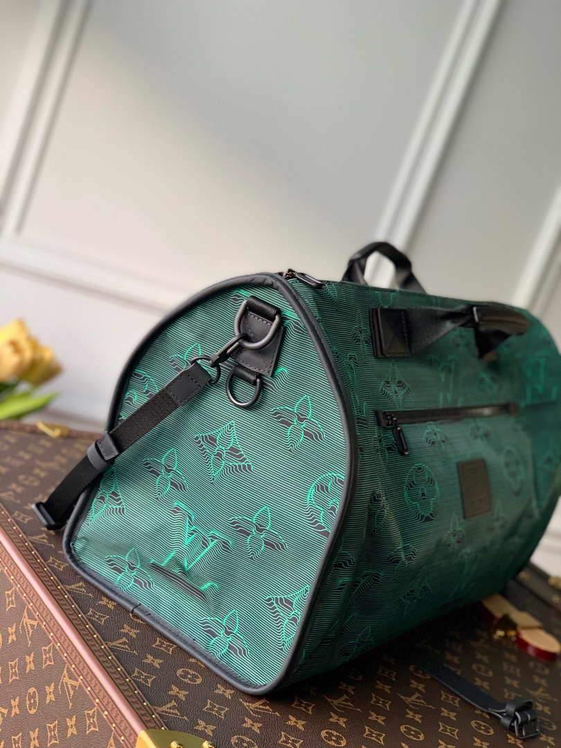 LV M45602 Louis Vuitton 2054 Reversible Keepall Bandouliere 50 Monogram Black And Green - Voguebags