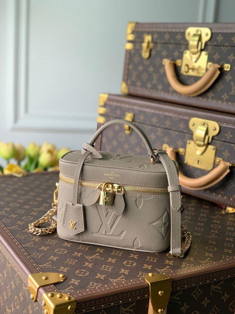 LV M45608 Louis Vuitton Vanity Pm Monogram Empreinte Leather M45599 Beige - luxibagsmall