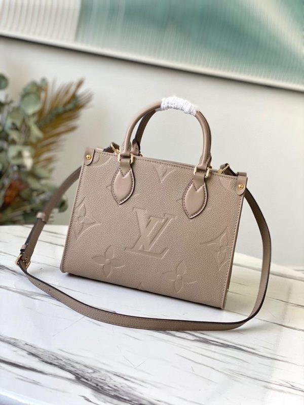 LV M45653 Louis Vuitton Onthego Pm Tote M45660 Bag Beige and Gray - luxibagsmall