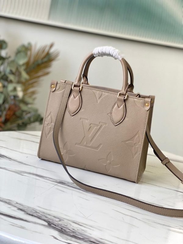 LV M45653 Louis Vuitton Onthego Pm Tote M45660 Bag Beige and Gray - luxibagsmall