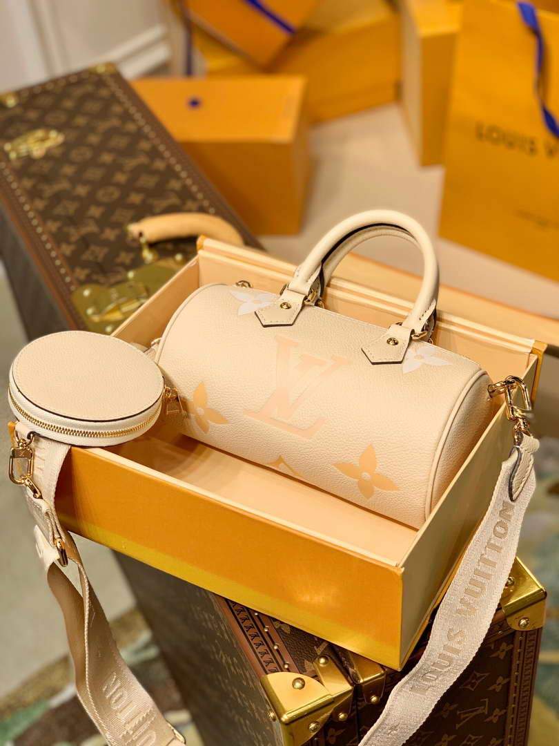 LV M45708 Louis Vuitton Papillon BB Bag Cream Saffron - luxibagsmall