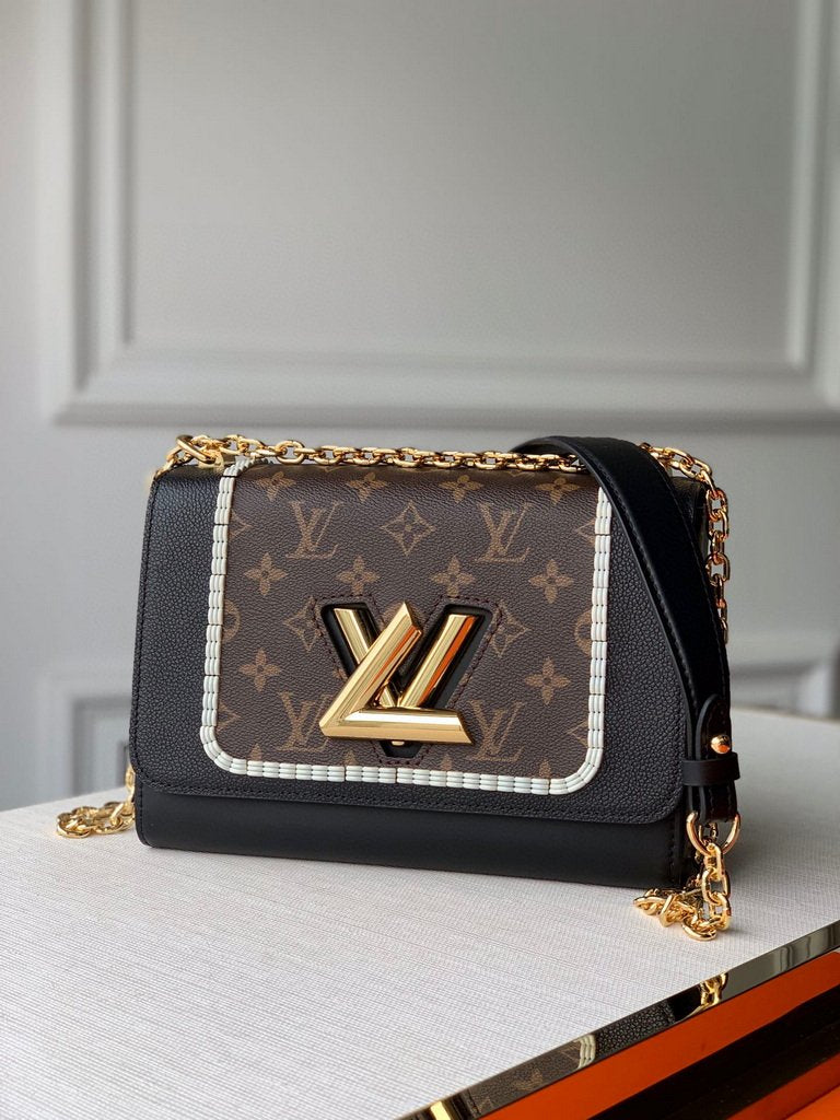 LV M50282 Louis Vuitton M57517 Twist MM shoulder Epi bag Black and Monogram - luxibagsmall