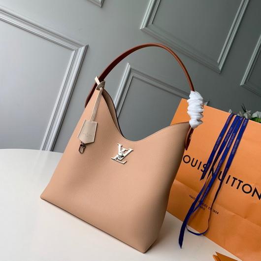 LV M44330 Louis Vuitton Lockme Hobo Soft calfskin M52776 Bag Apricot - luxibagsmall