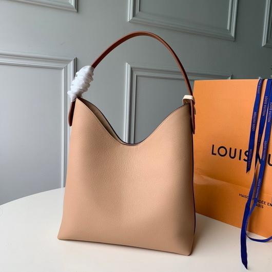 LV M44330 Louis Vuitton Lockme Hobo Soft calfskin M52776 Bag Apricot - luxibagsmall