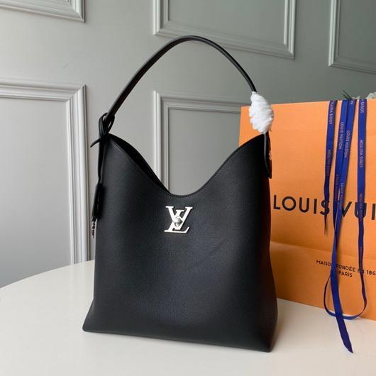 LV M52776 Louis Vuitton Lockme Hobo Bag M44330 Soft calfskin Black - luxibagsmall