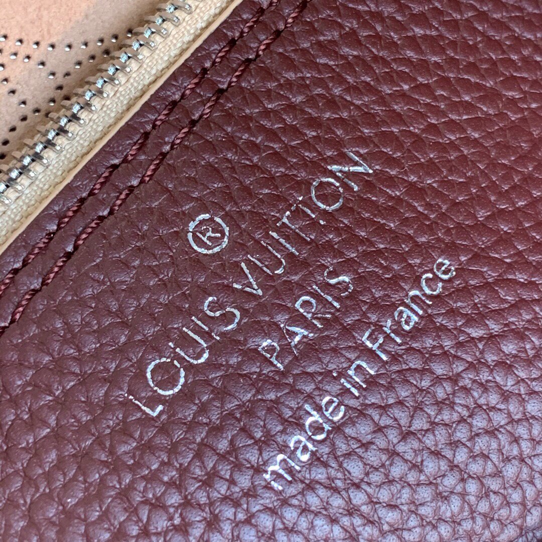 LV M53188 Louis Vuitton Carmel Mahina Bag M52950 Wine Red - luxibagsmall