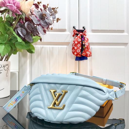 LV M55331 Louis Vuitton New Wave Leather Bumbag M53861 Light Blue - luxibagsmall