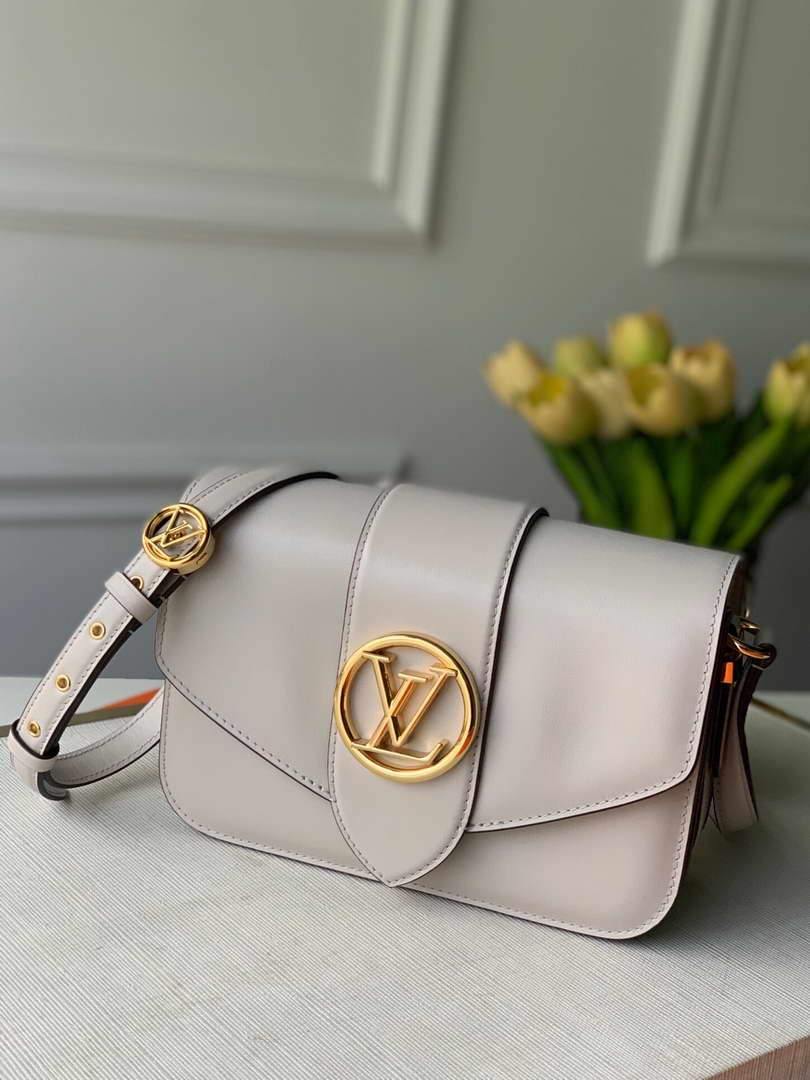 LV M55950 Louis Vuitton Pont 9 High End Leathers Bag Cream - Voguebags