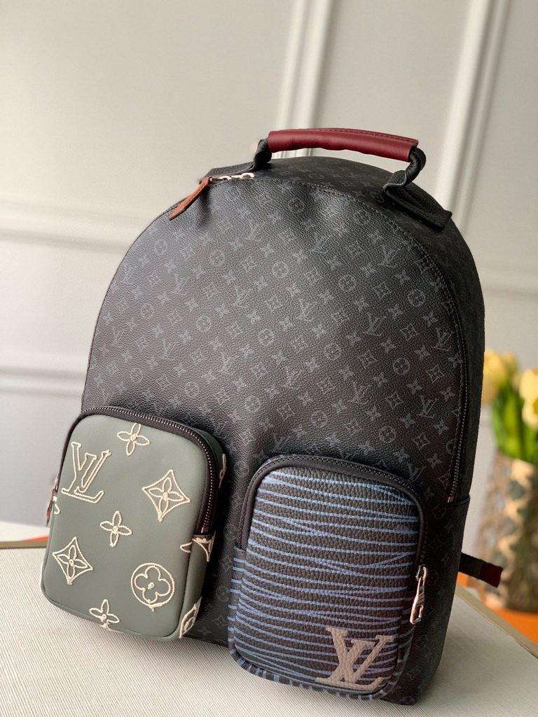 LV M56853 Louis Vuitton Backpack Shoulders Tote Bag Damier Graphite Black - Voguebags