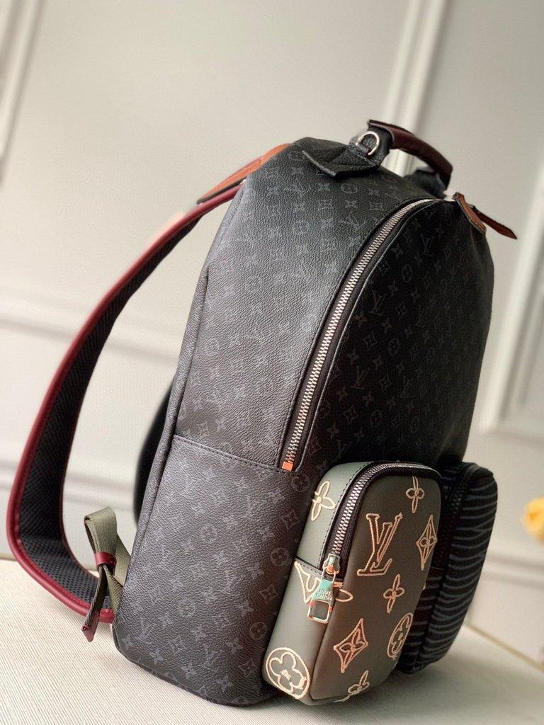 LV M56853 Louis Vuitton Backpack Shoulders Tote Bag Damier Graphite Black - Voguebags