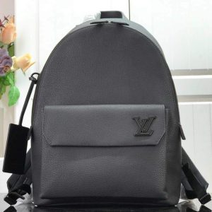 LV M57079 Louis Vuitton Backpack Black Grained Calf Leather - luxibagsmall