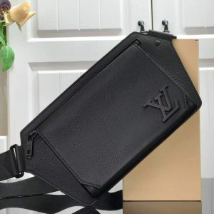 LV M57081 Louis Vuitton Sling Bag Black Grained Calf Leather - luxibagsmall