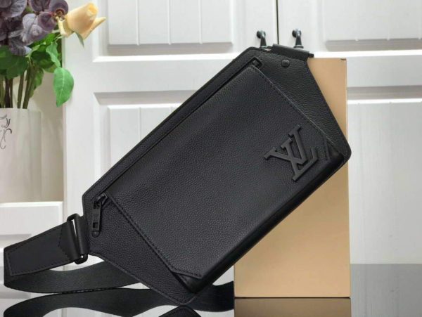 LV M57081 Louis Vuitton Sling Bag Black Grained Calf Leather - luxibagsmall