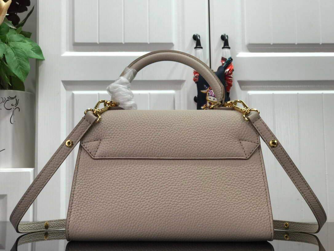 LV M57214 Louis Vuitton Twist one Handle PM Taurillon Leather Beige - luxibagsmall