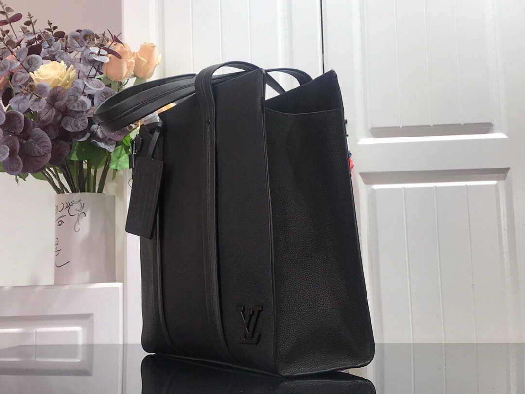 LV M57308 Louis Vuitton Tote Bag Black Grained Calf Leather - luxibagsmall