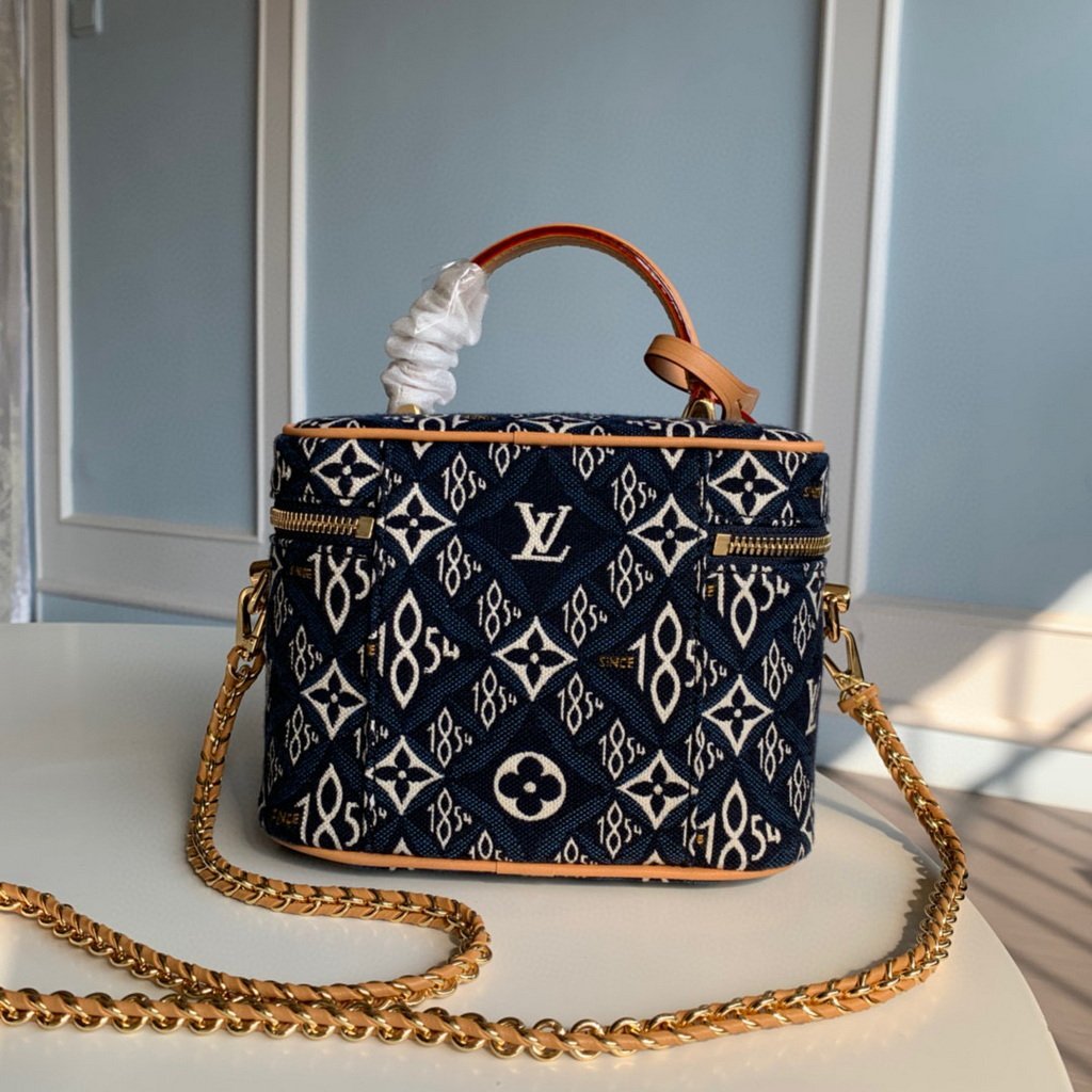 LV M57403 Louis Vuitton Since 1854 Vanity Pm Monogram Jacquard Bag Blue - luxibagsmall