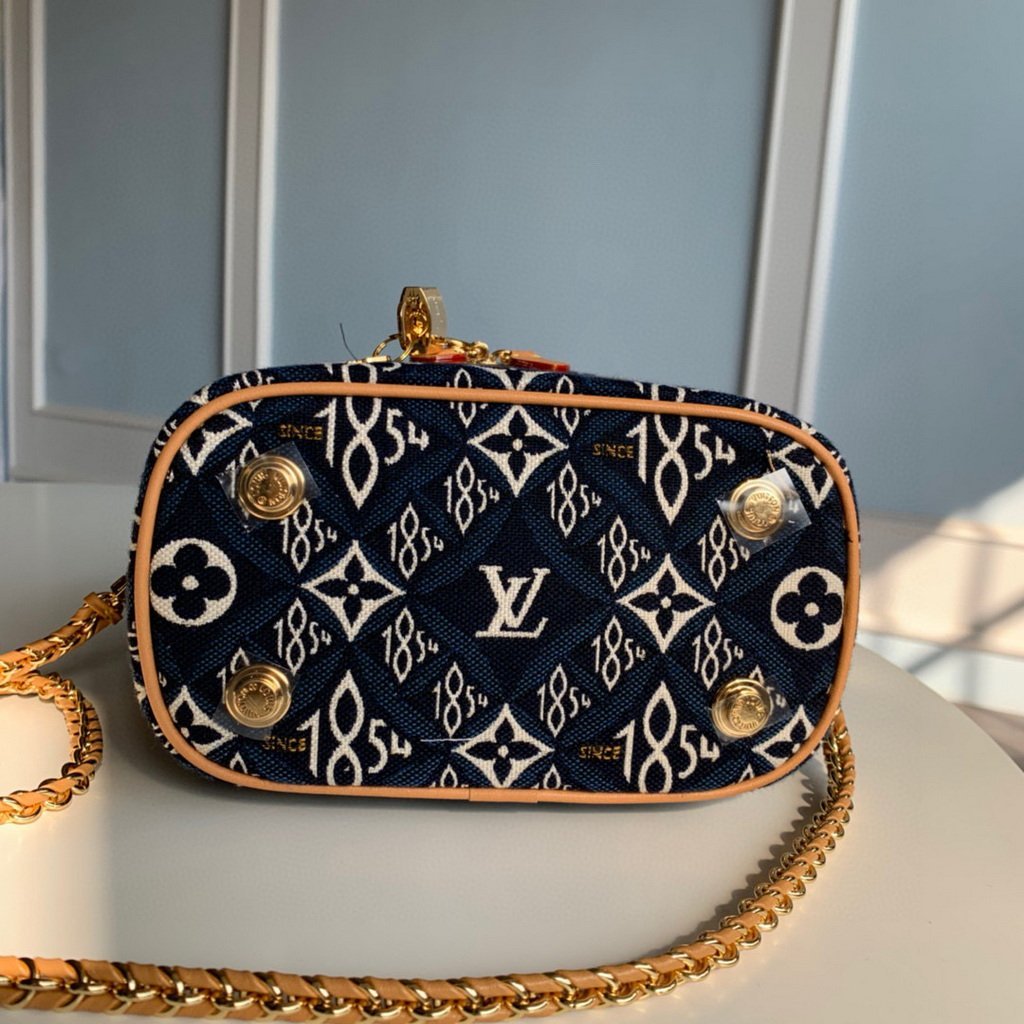 LV M57403 Louis Vuitton Since 1854 Vanity Pm Monogram Jacquard Bag Blue - luxibagsmall