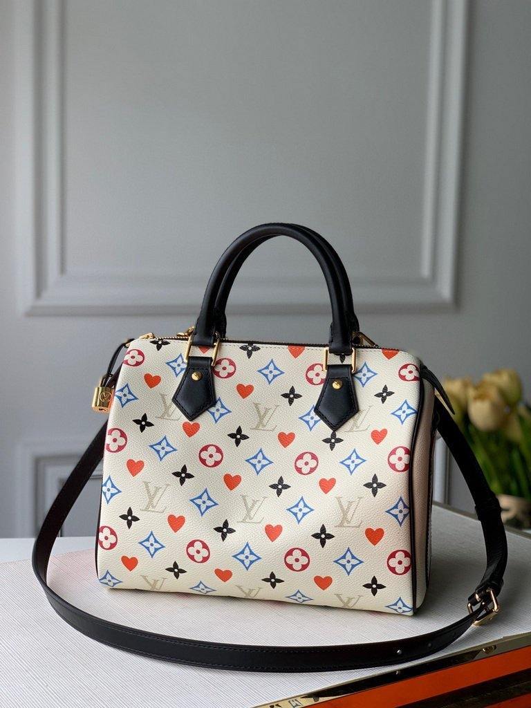 LV M57466 Louis Vuitton GAME ON Speedy Bandouliere 25 Bag White - luxibagsmall