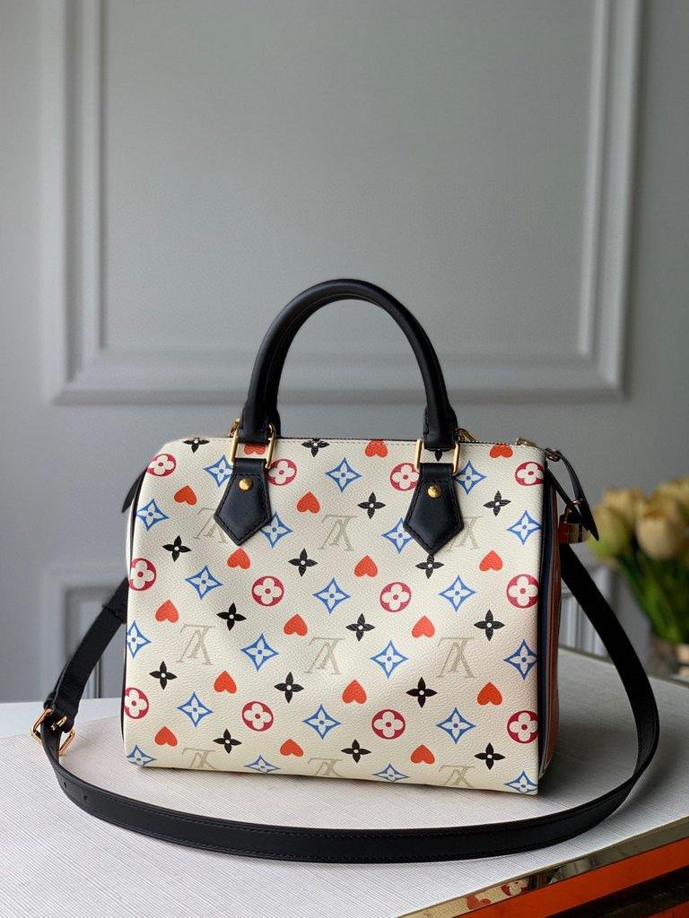 LV M57466 Louis Vuitton GAME ON Speedy Bandouliere 25 Bag White - luxibagsmall