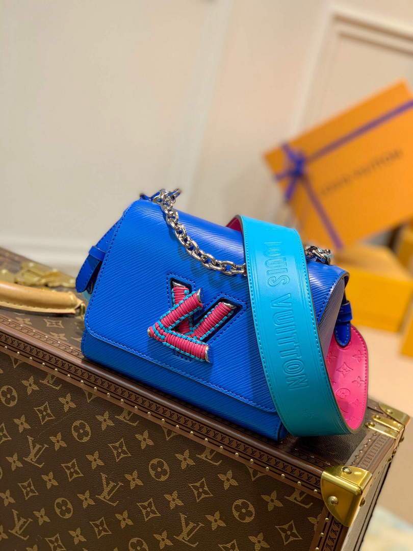 LV M57669 Louis Vuitton Twist MM Epi Handbag M57666 M57667 Blue - luxibagsmall