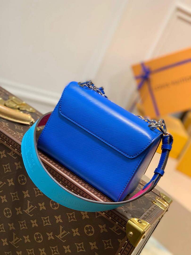 LV M57669 Louis Vuitton Twist MM Epi Handbag M57666 M57667 Blue - luxibagsmall