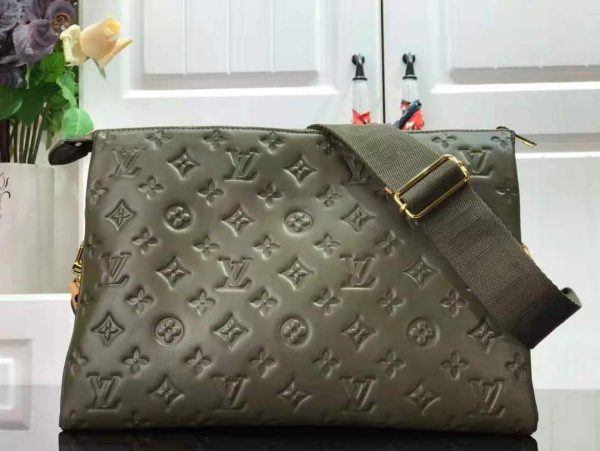 LV M57782 Louis Vuitton Coussin MM Embossed puffy Lambskin M57783 Bag Green - luxibagsmall