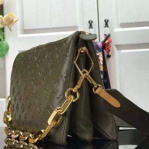 LV M57782 Louis Vuitton Coussin MM Embossed puffy Lambskin M57783 Bag Green - luxibagsmall