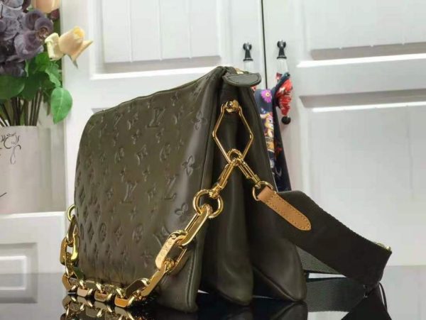 LV M57782 Louis Vuitton Coussin MM Embossed puffy Lambskin M57783 Bag Green - luxibagsmall