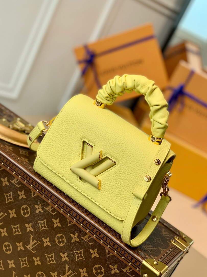 LV M58571 Louis Vuitton Twist PM Leathers Handbag Ginger Yellow - luxibagsmall