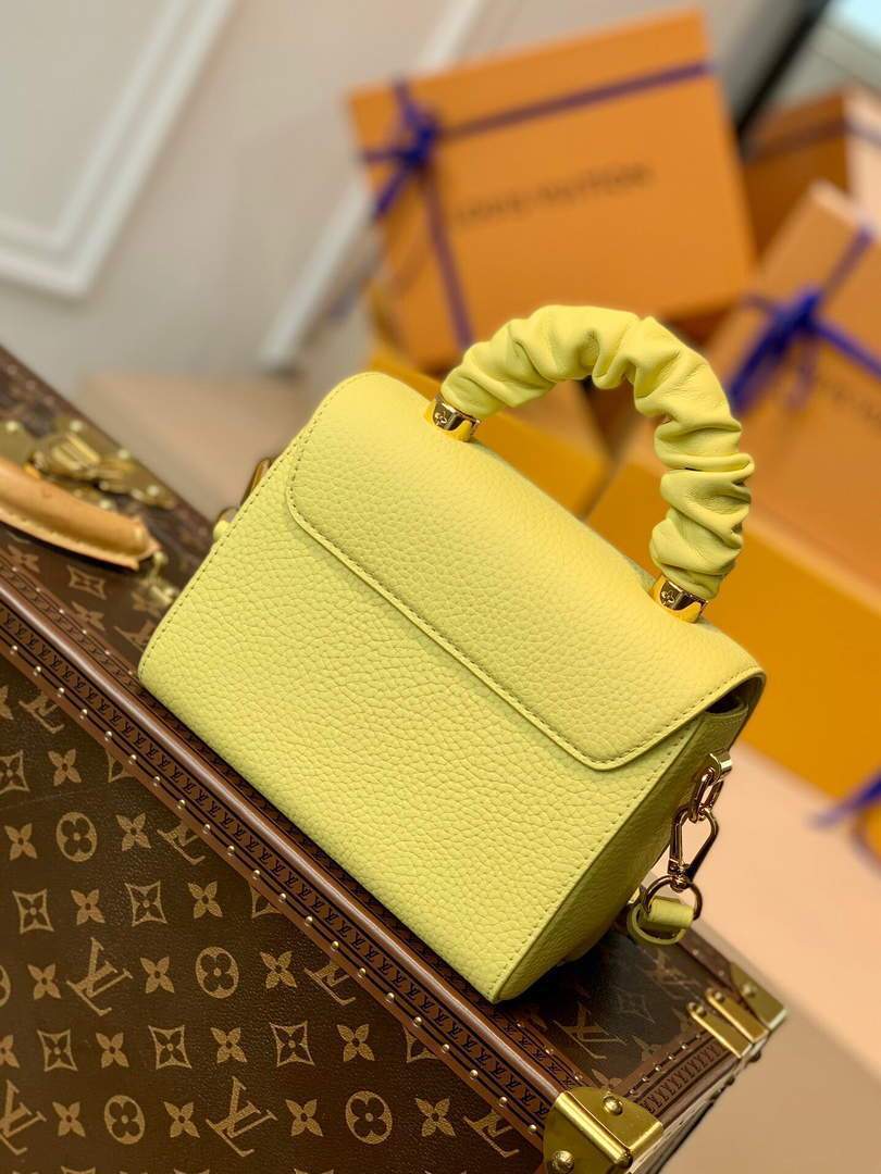 LV M58571 Louis Vuitton Twist PM Leathers Handbag Ginger Yellow - luxibagsmall