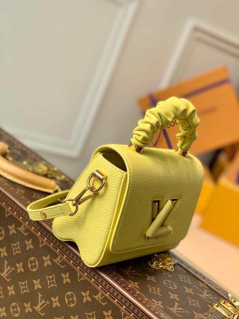 LV M58571 Louis Vuitton Twist PM Leathers Handbag Ginger Yellow - luxibagsmall