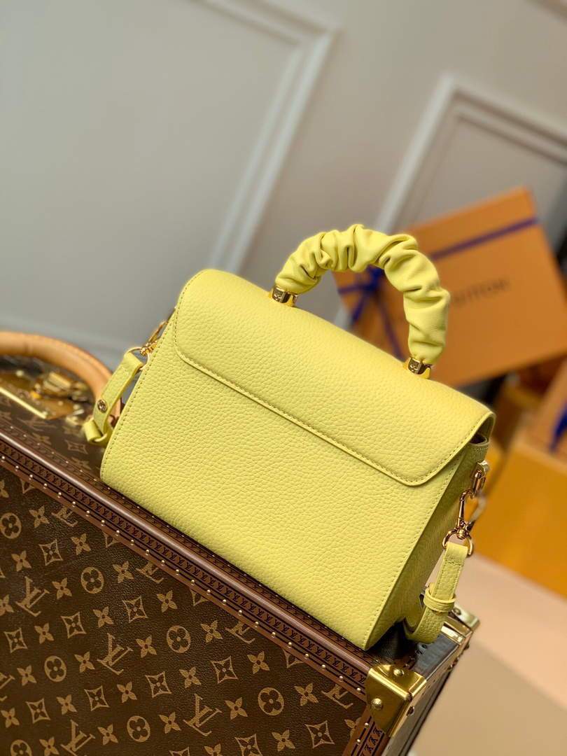 LV M58688 Louis Vuitton Twist MM Leathers Handbag Ginger Yellow - luxibagsmall