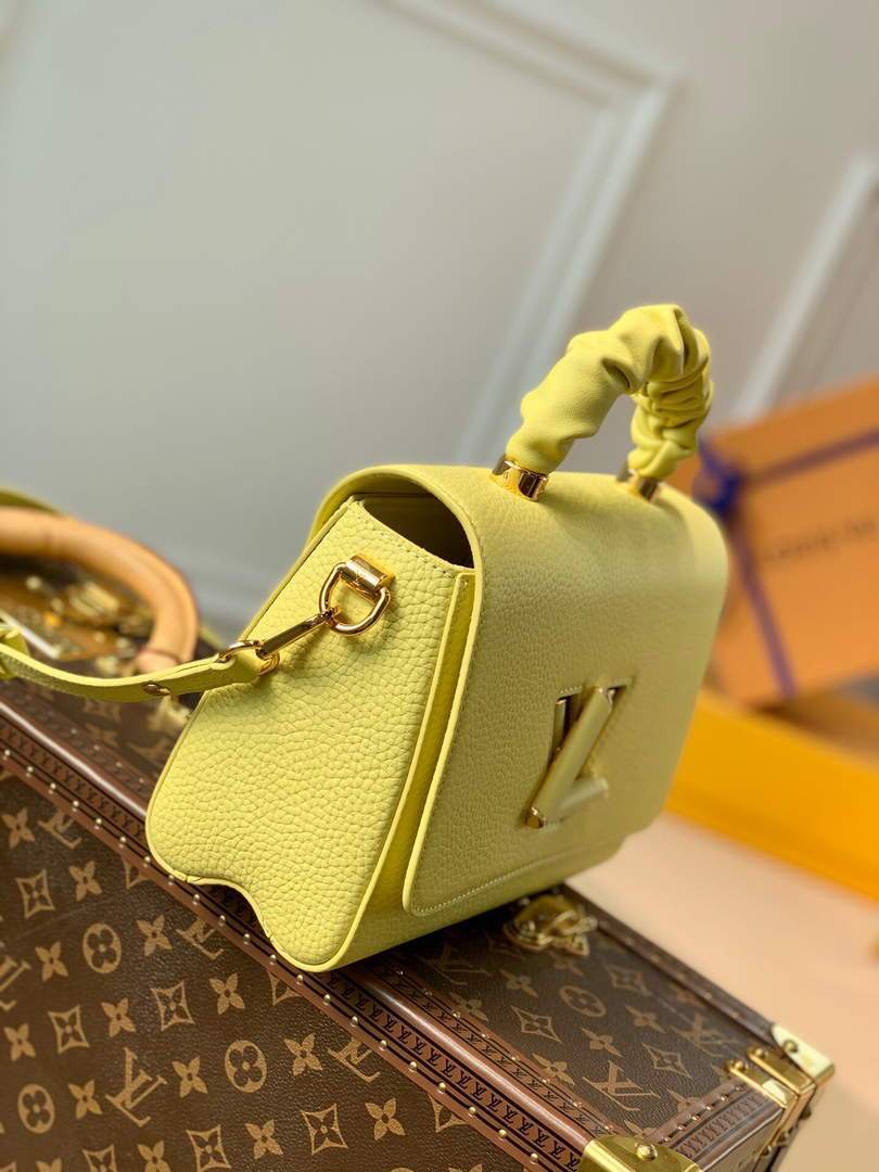 LV M58688 Louis Vuitton Twist MM Leathers Handbag Ginger Yellow - luxibagsmall