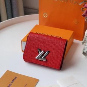 LV M64414 Louis Vuitton Twist Compact Wallet Epi Leather Red - luxibagsmall