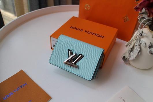 LV M68682 Louis Vuitton Twist Multicartes Wallet Epi Leather Light Blue - luxibagsmall