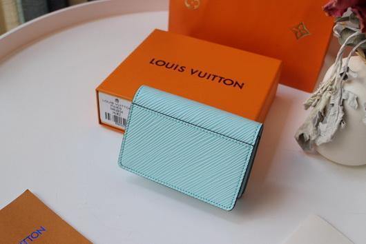 LV M68682 Louis Vuitton Twist Multicartes Wallet Epi Leather Light Blue - luxibagsmall