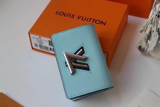 LV M68682 Louis Vuitton Twist Multicartes Wallet Epi Leather Light Blue - luxibagsmall