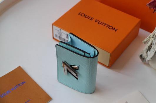 LV M68682 Louis Vuitton Twist Multicartes Wallet Epi Leather Light Blue - luxibagsmall