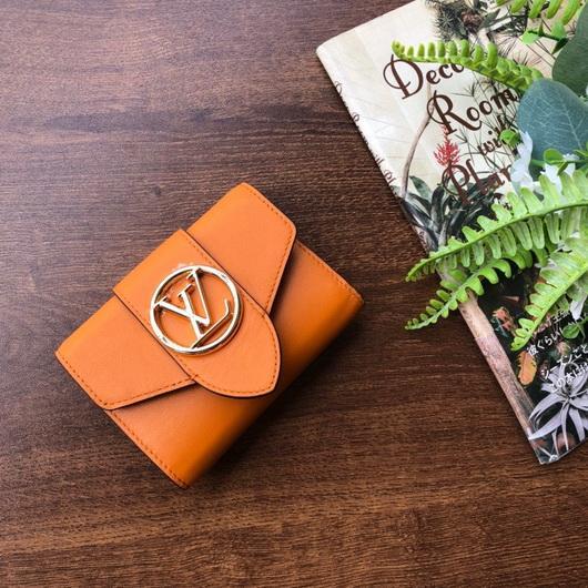 LV M69175 Louis Vuitton LV Pont 9 Compact Wallet Cowhide Leather Orange - luxibagsmall