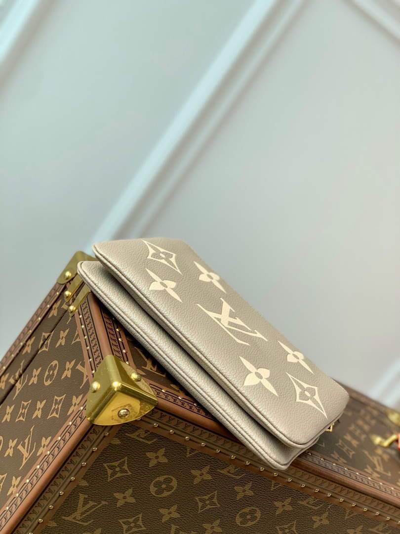 LV M69203 Louis Vuitton Double Zip Pochette Monogram Gray - luxibagsmall