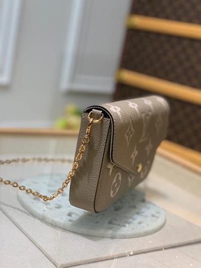 LV M69977 Louis Vuitton M80482 Félicie Pochette Leather Tourterelle GrayCream - luxibagsmall