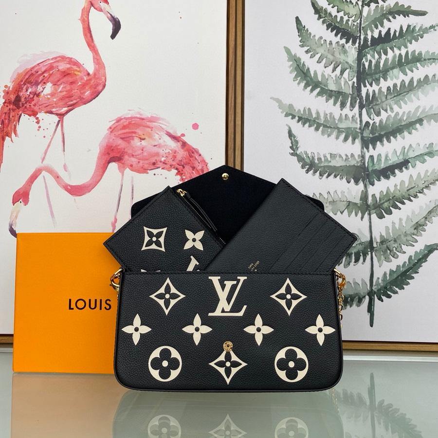 LV M69977 Louis Vuitton M80482 Game on Felicie Pochette Bag Black and Beige - Voguebags