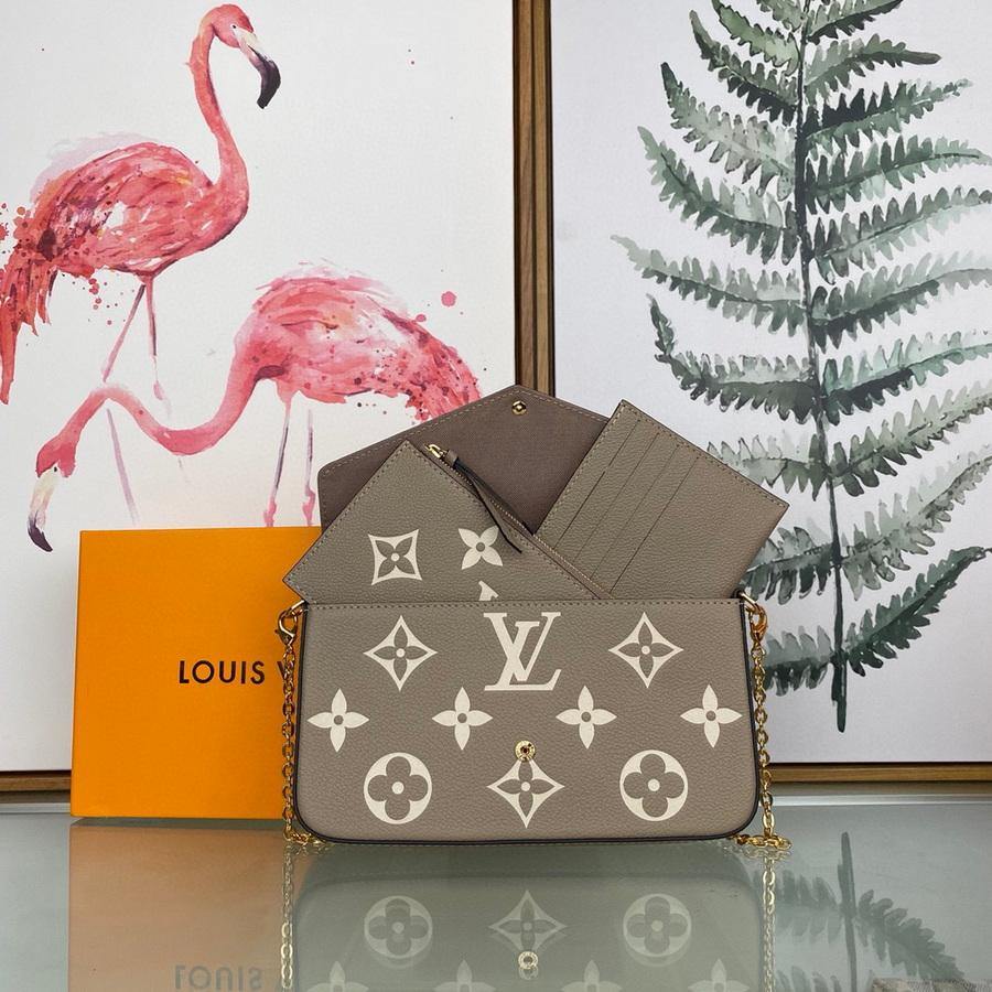 LV M69977 Louis Vuitton M80482 Game on Felicie Pochette Bag Gray and Cream - Voguebags