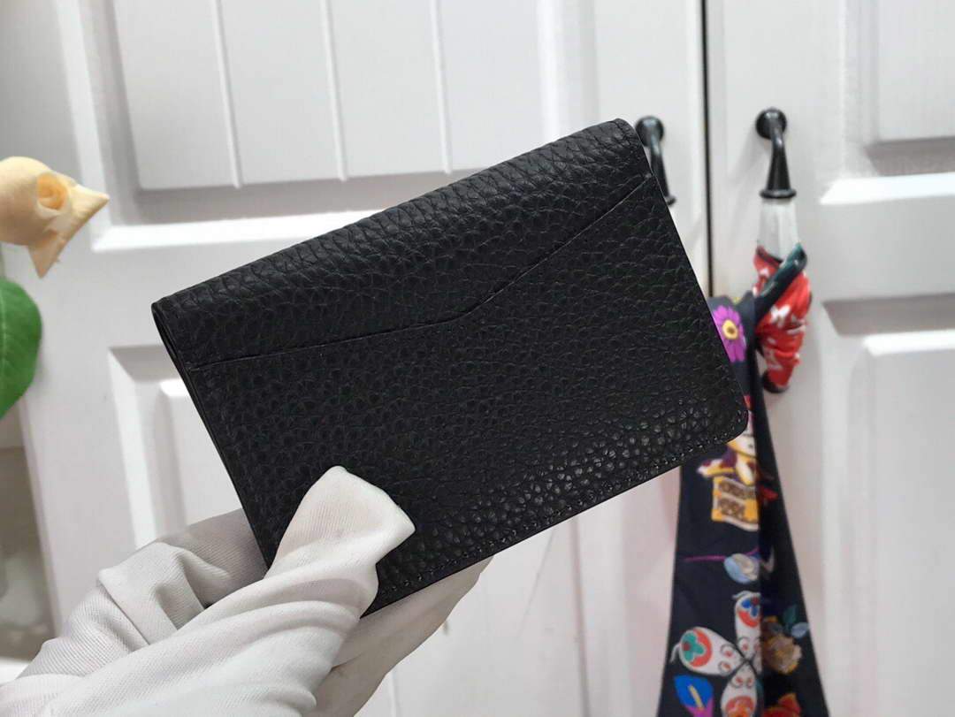 LV M69979 Louis Vuitton Pocket Organizer Black Grained Calf Leather - luxibagsmall