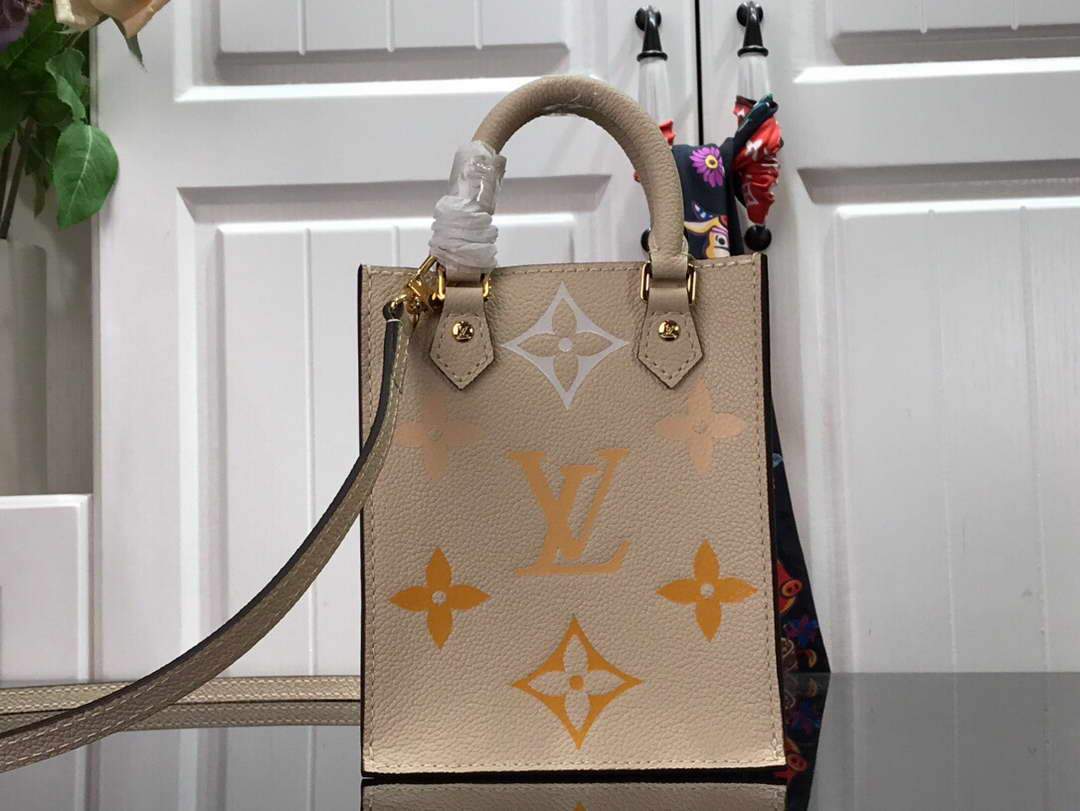 LV M80449 Louis Vuitton Petit Sac Plat Bag Cream Saffron - luxibagsmall