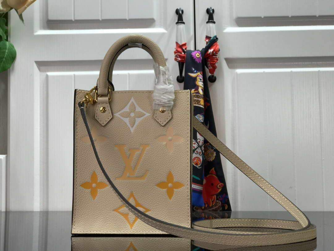 LV M80449 Louis Vuitton Petit Sac Plat Bag Cream Saffron - luxibagsmall