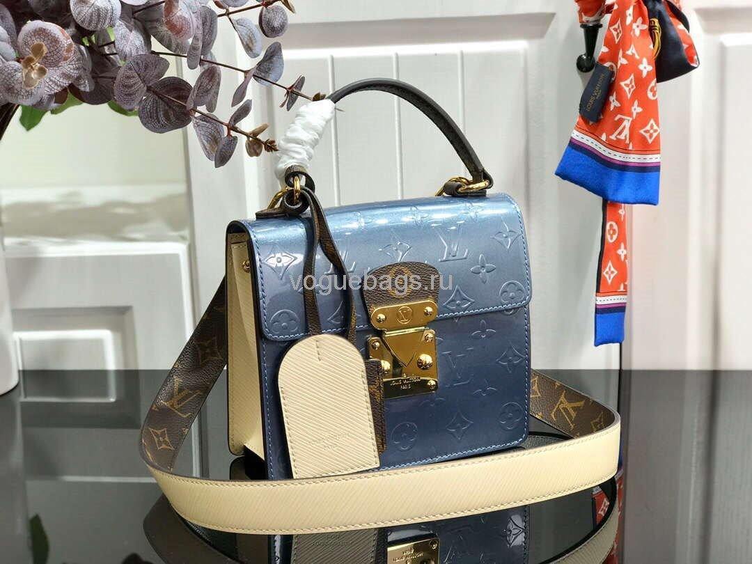 LV M90514 Louis Vuitton Spring Street Monogram Vernis Bag M90454 Blue - Voguebags