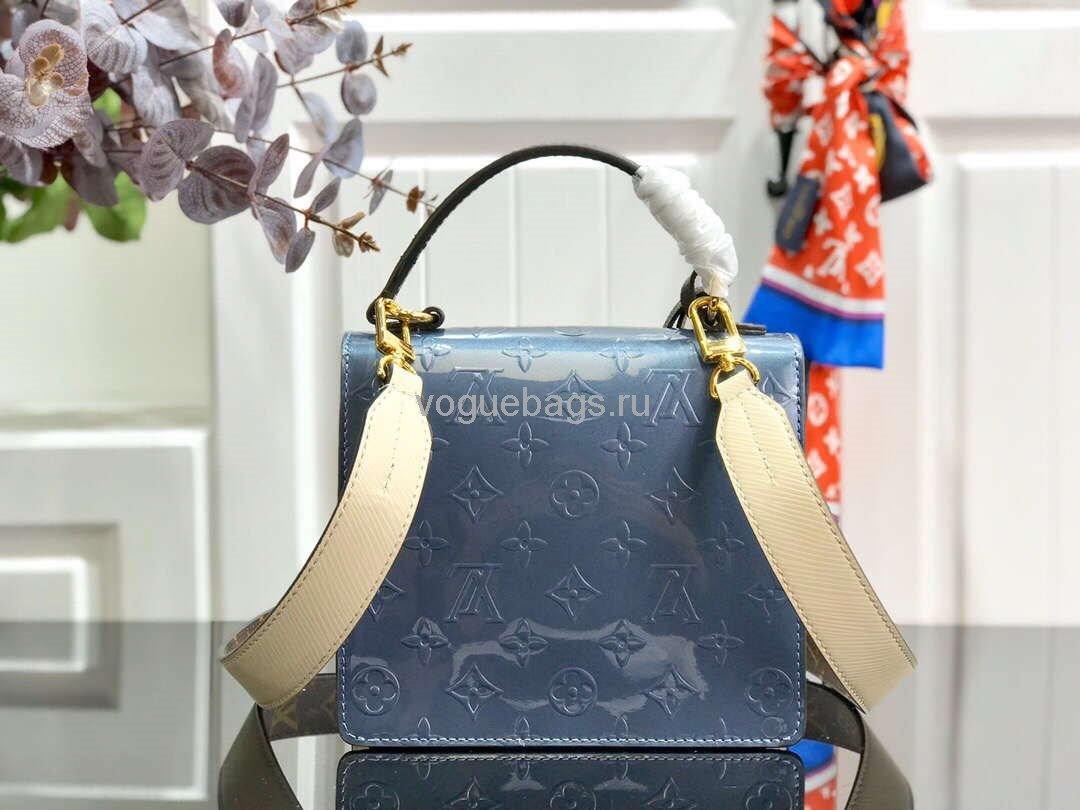 LV M90514 Louis Vuitton Spring Street Monogram Vernis Bag M90454 Blue - Voguebags