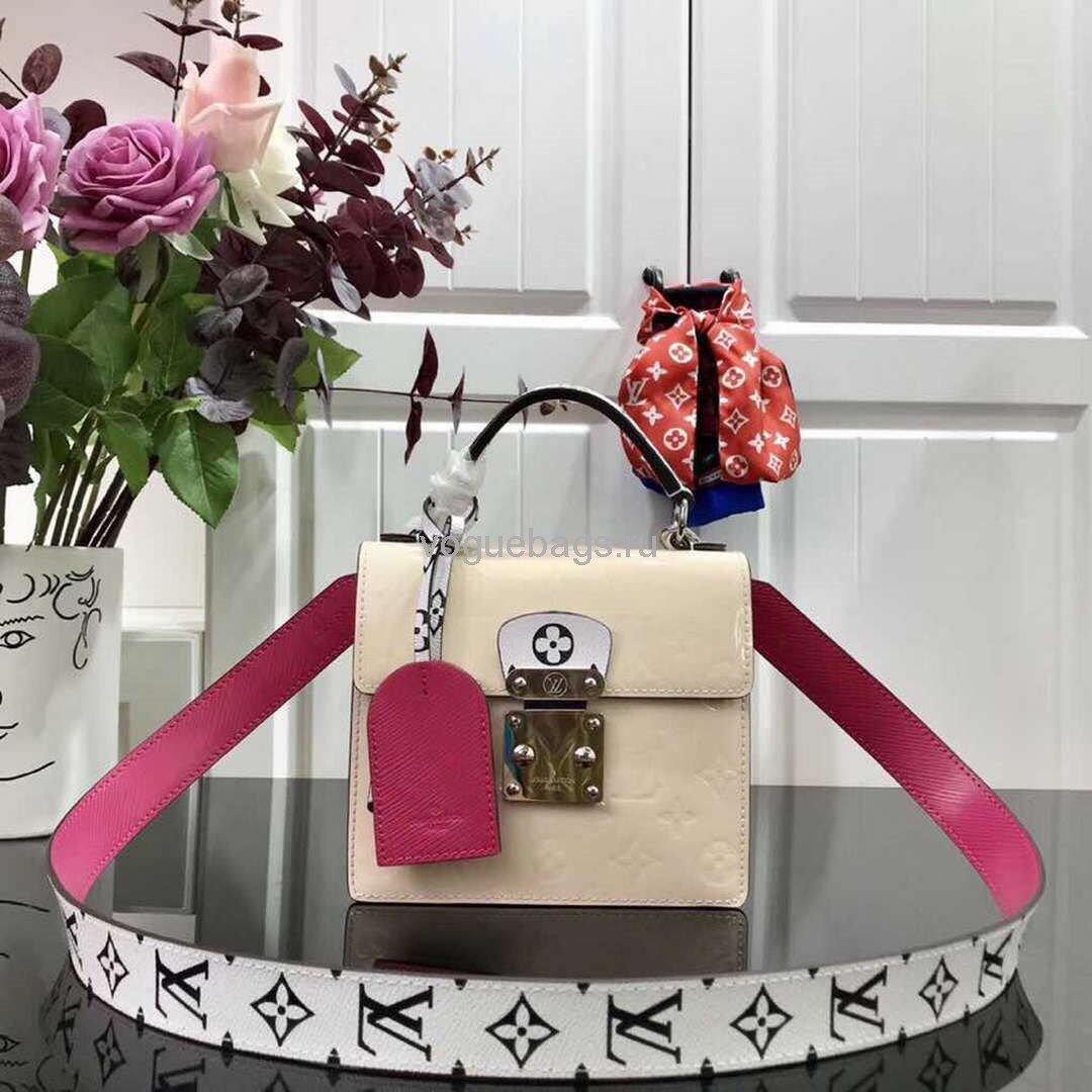 LV M90454 Louis Vuitton Spring Street Monogram Vernis Bag M90514 Beige - Voguebags